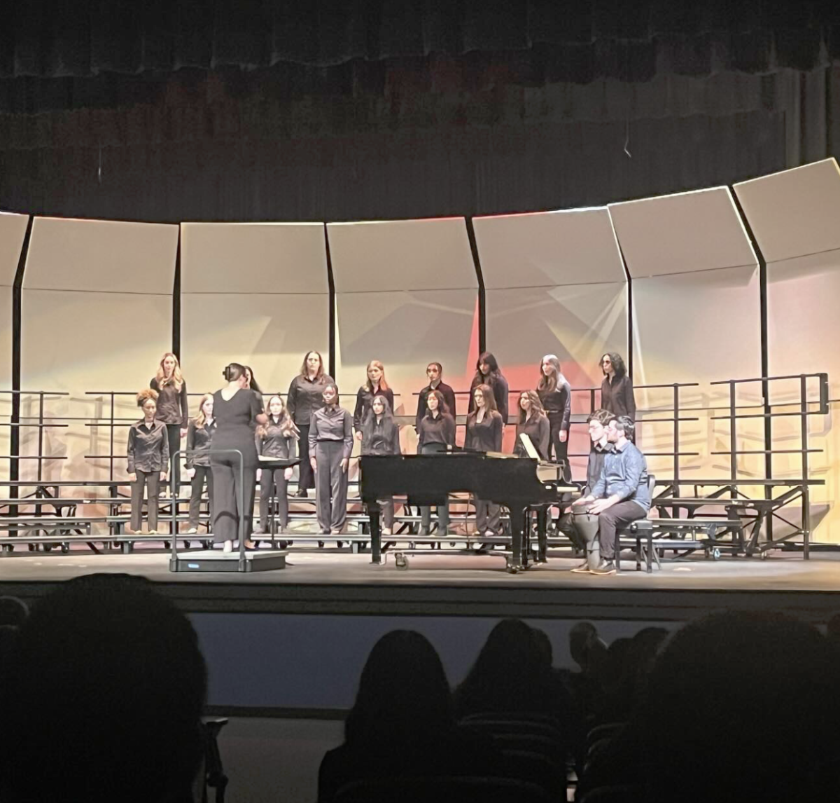 The Bellavoche choir group preparing for their assessment at their pre-assessment concert.